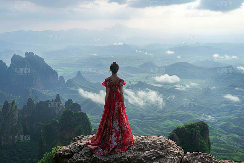 女生旅行背影辽阔唯美摄影图