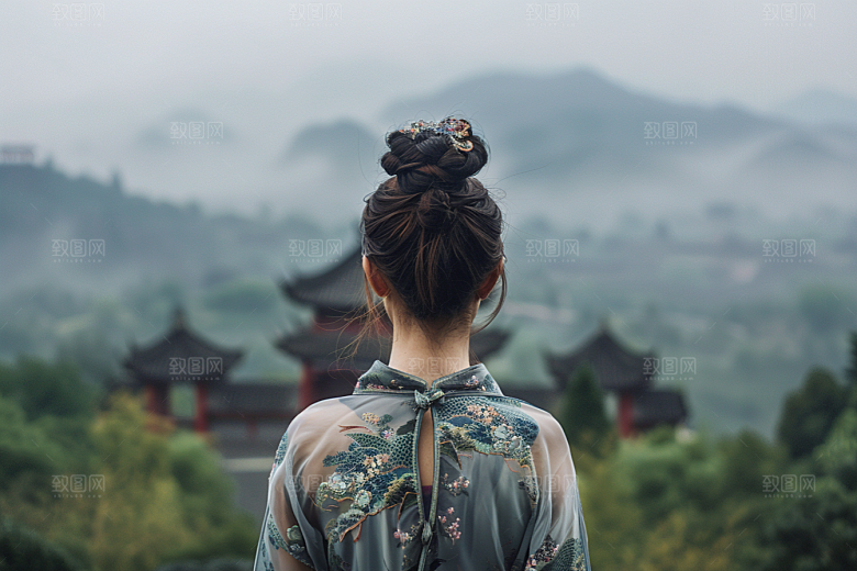 女生旅行背影辽阔唯美摄影图