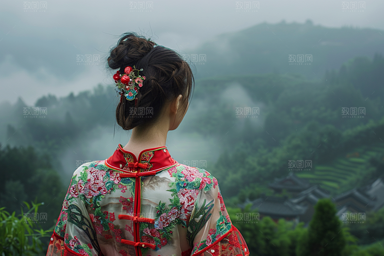 女生旅行背影辽阔自由行摄影图