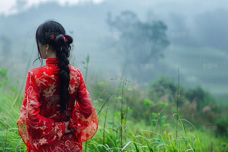 女生旅行背影唯美旅游摄影图