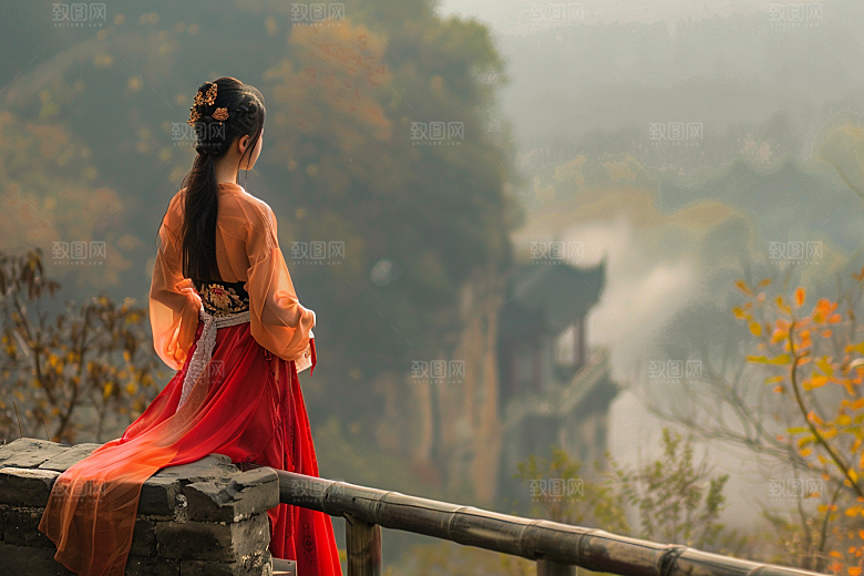 女生旅行背影辽阔高清摄影图