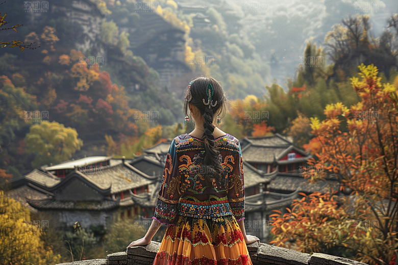 女生旅行背影徒步唯美摄影图