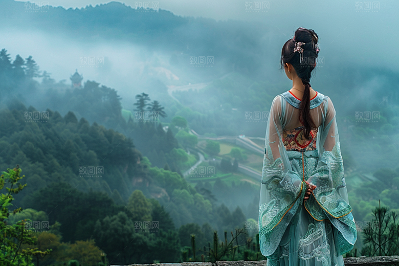 女生旅行背影自然人物摄影图
