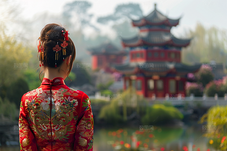女生旅行背影自由行探险摄影图