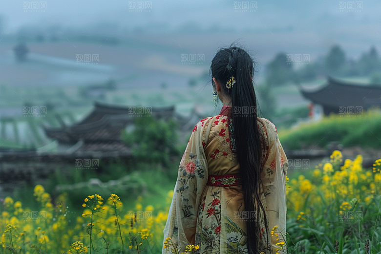 女生旅行背影徒步高清摄影图