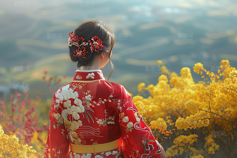 女生旅行背影自由行探险摄影图