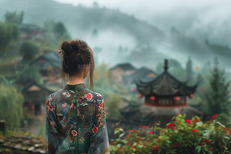 女生旅行背影辽阔人物摄影图