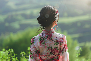 女生旅行背影自由行唯美摄影图
