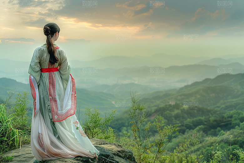 女生旅行背影辽阔人物摄影图