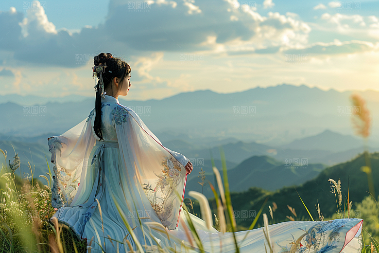 女生旅行背影辽阔旅游摄影图