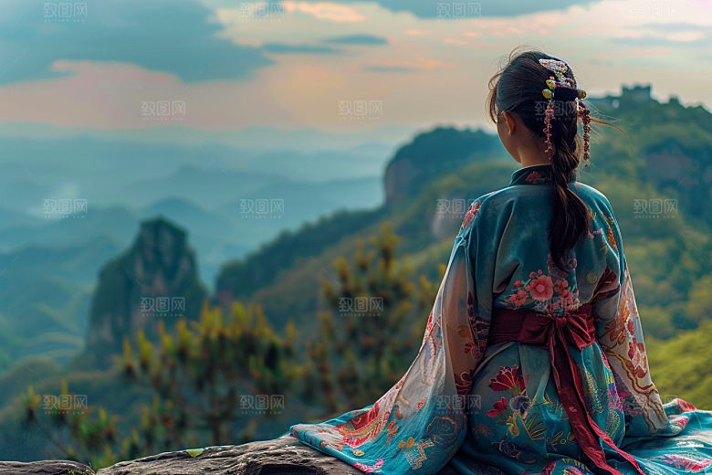 女生旅行背影徒步自由行摄影图