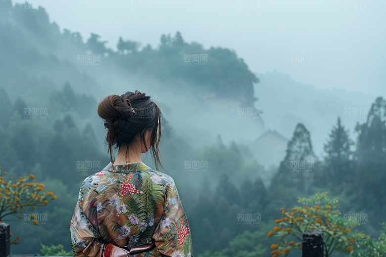 女生旅行背影探险人物摄影图
