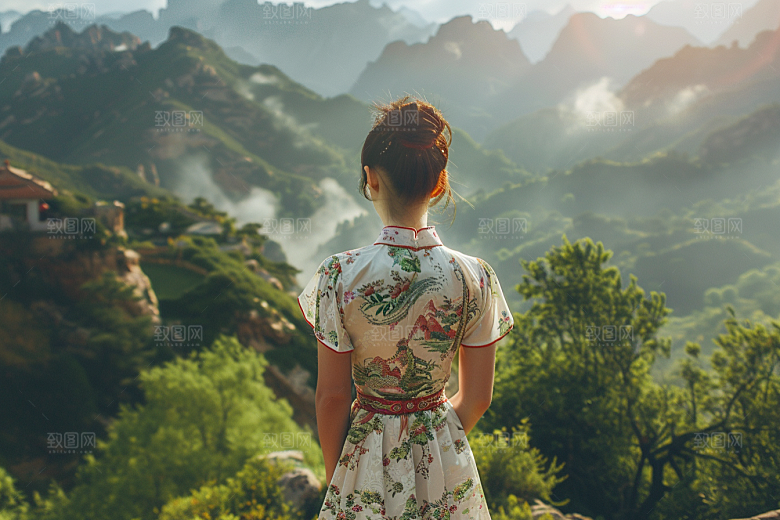 女生旅行背影户外唯美摄影图