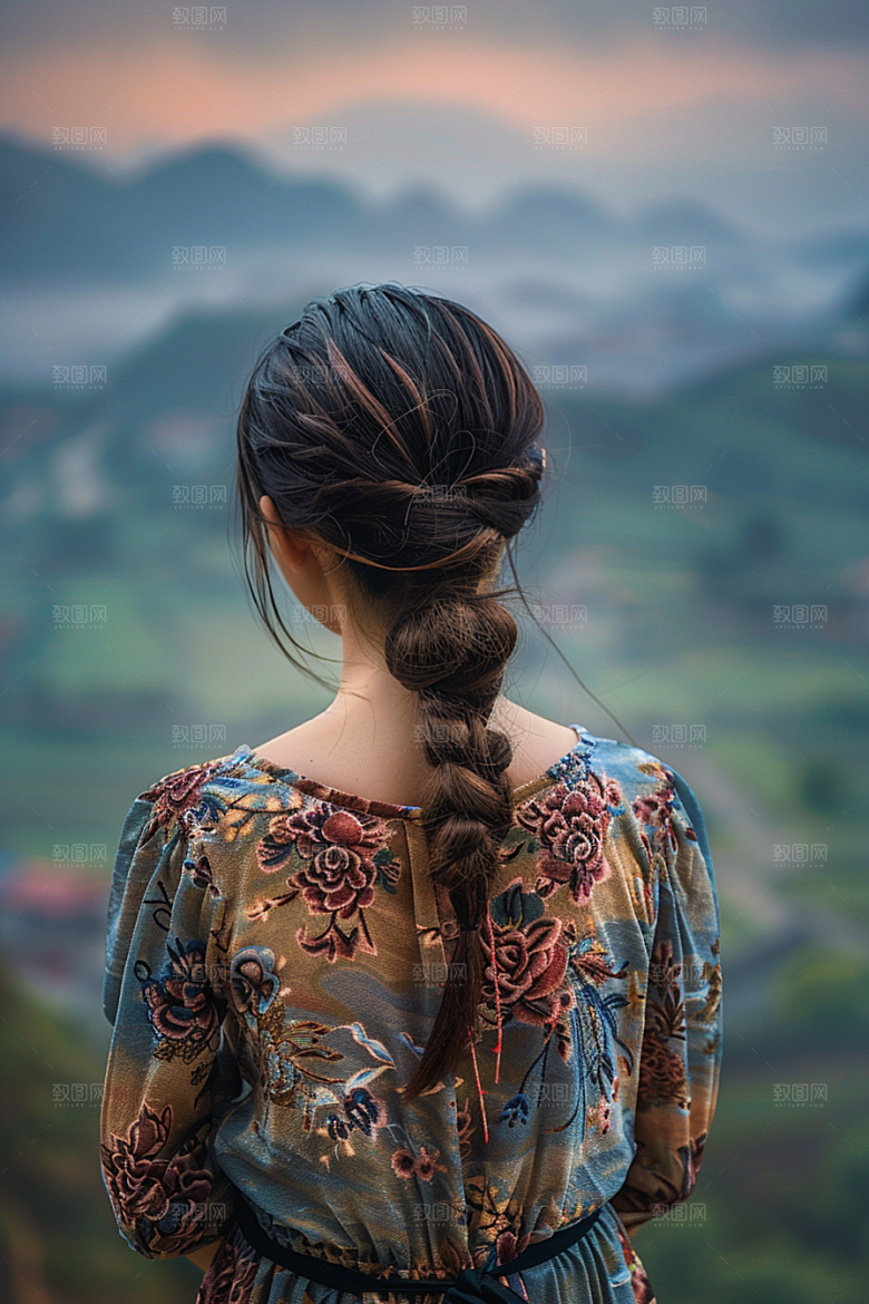 女生旅行背影风光人物摄影图