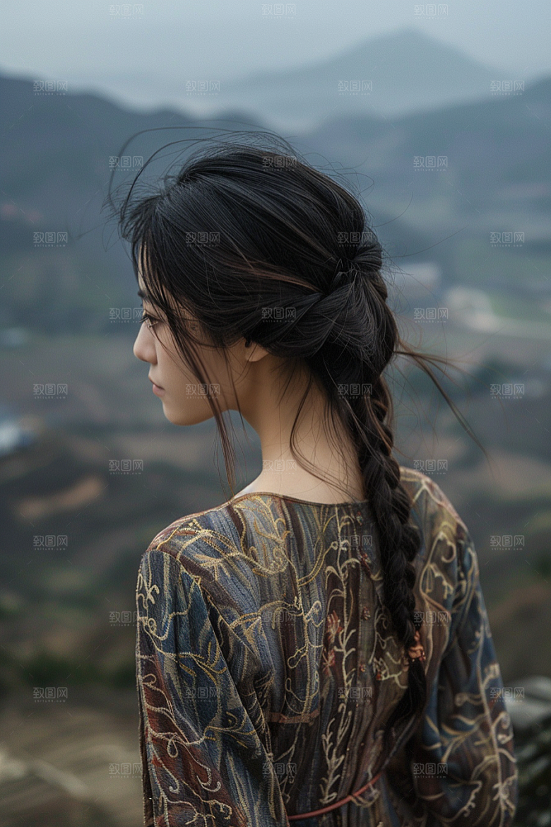 女生旅行背影自由行唯美摄影图