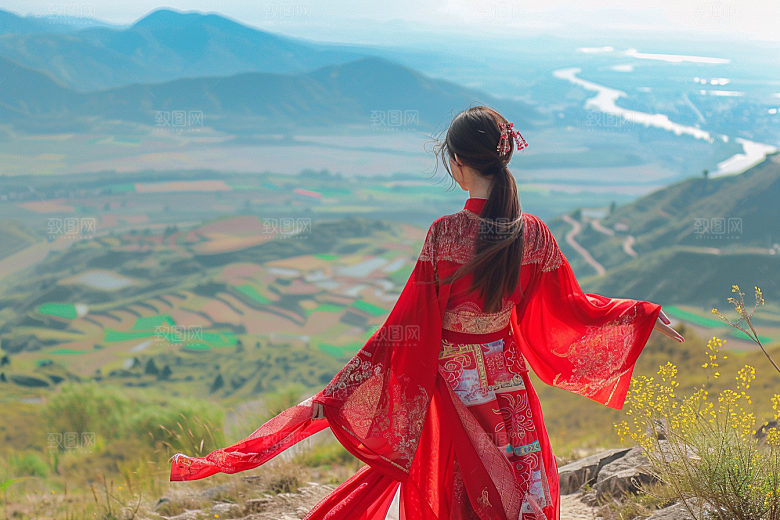 女生旅行背影探险人物摄影图