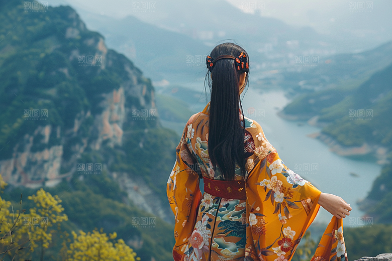 女生旅行背影自由行风光摄影图