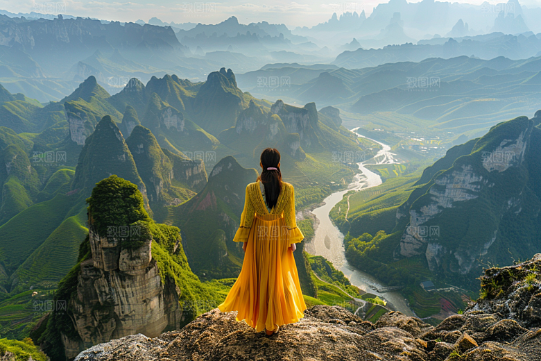 女生旅行背影唯美旅游摄影图
