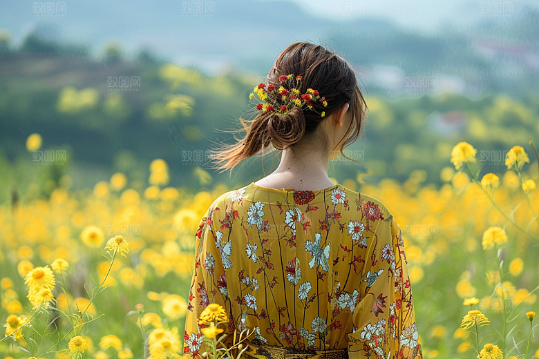 女生旅行背影人物高清摄影图