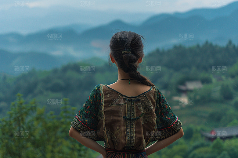 女生旅行背影户外自由行摄影图