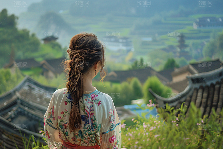 女生旅行背影自然人物摄影图
