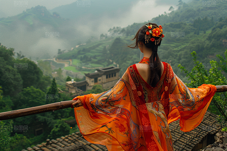 女生旅行背影自然唯美摄影图