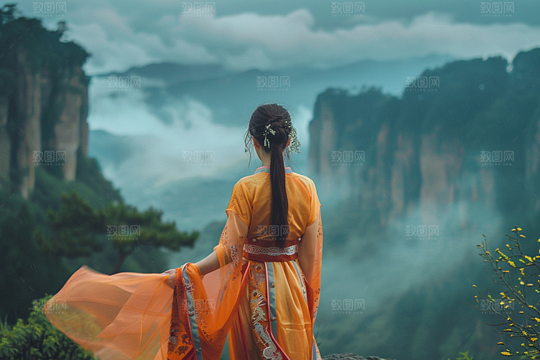 女生旅行背影高清徒步摄影图