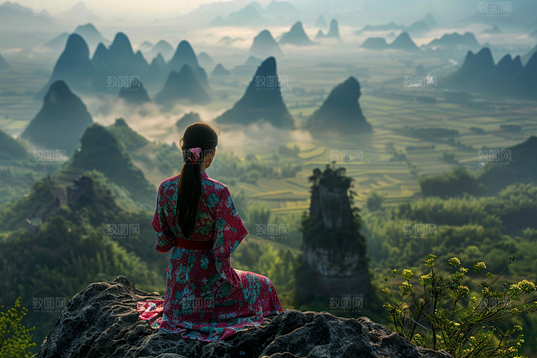 女生旅行背影高清人物摄影图