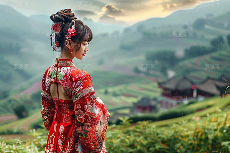女生旅行背影风光人物摄影图