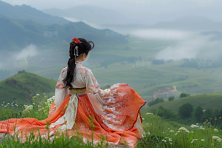 女生旅行背影唯美高清摄影图