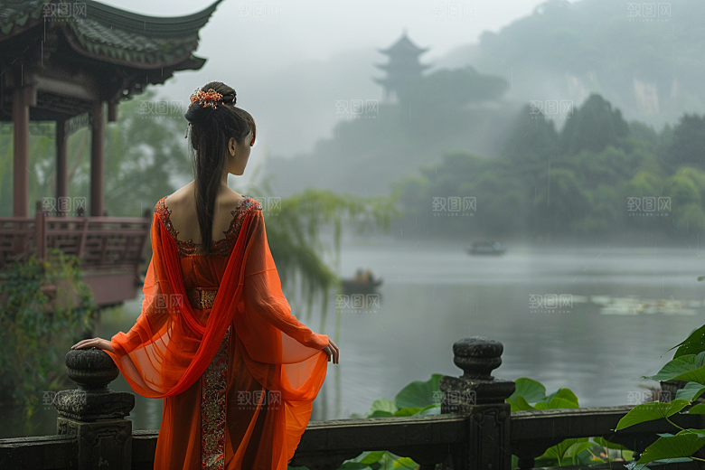 女生旅行背影自由行徒步摄影图