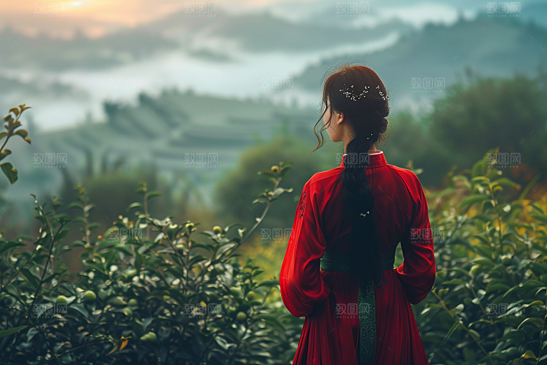 女生旅行背影旅游高清摄影图