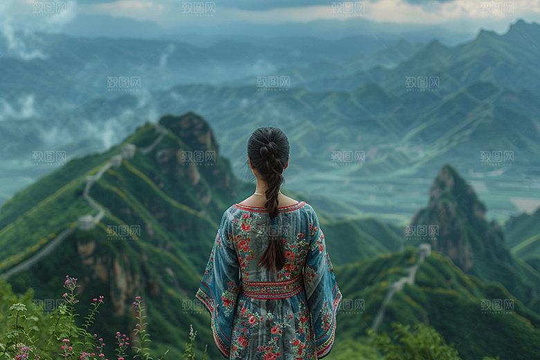 女生旅行背影户外唯美摄影图