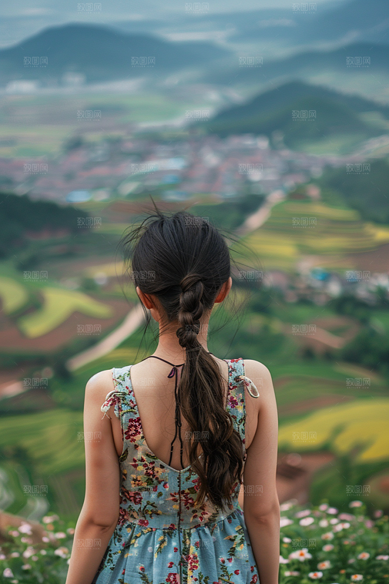 女生旅行背影旅游户外摄影图
