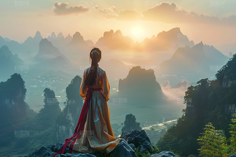 女生旅行背影自然人物摄影图