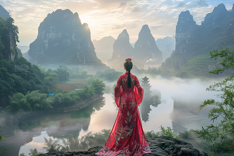 女生旅行背影高清人物摄影图
