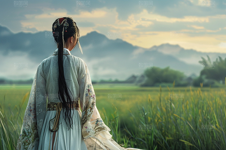 女生旅行背影旅游高清摄影图