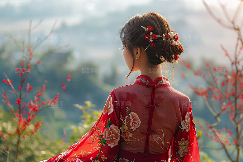 女生旅行背影户外唯美摄影图