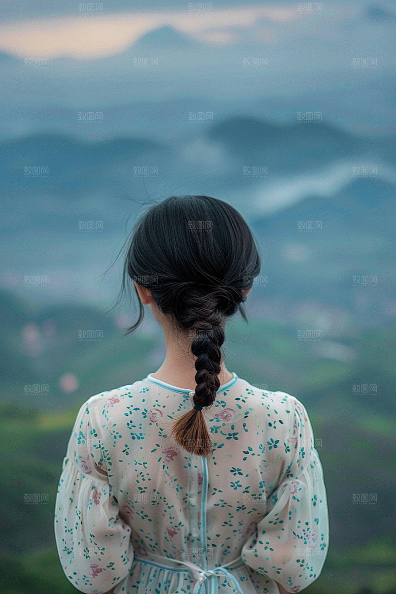 女生旅行背影探险人物摄影图