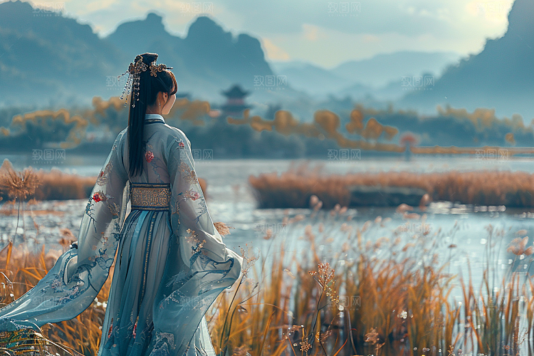 女生旅行背影自由行探险摄影图