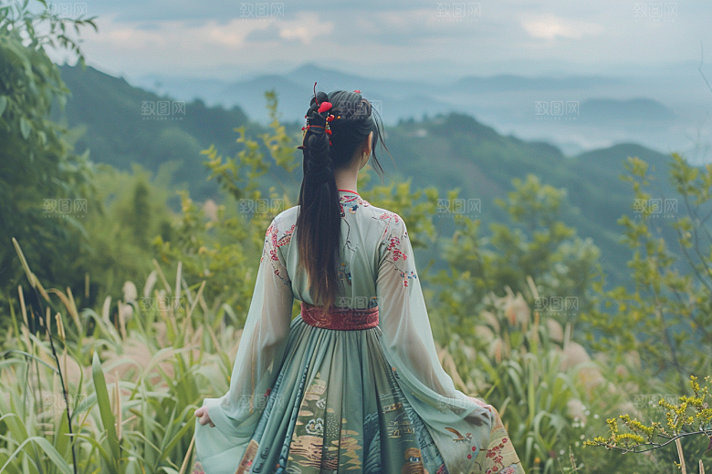 女生旅行背影高清旅游摄影图
