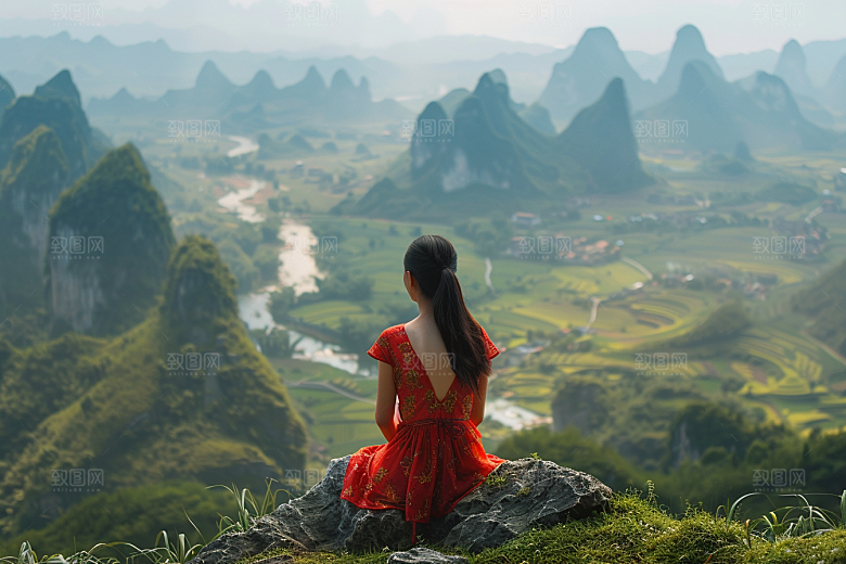 女生旅行背影高清风光摄影图