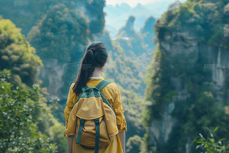 女生旅行背影高清人物摄影图