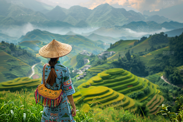 女生旅行背影唯美探险摄影图