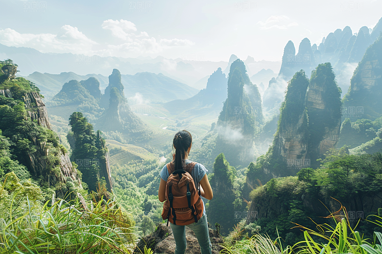 女生旅行背影辽阔人物摄影图