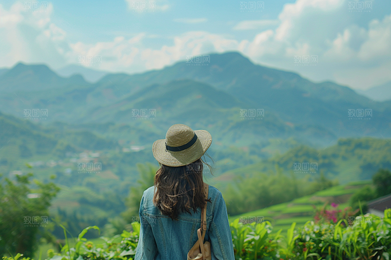 女生旅行背影自然人物摄影图