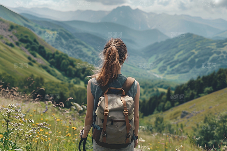女生旅行背影旅游高清摄影图