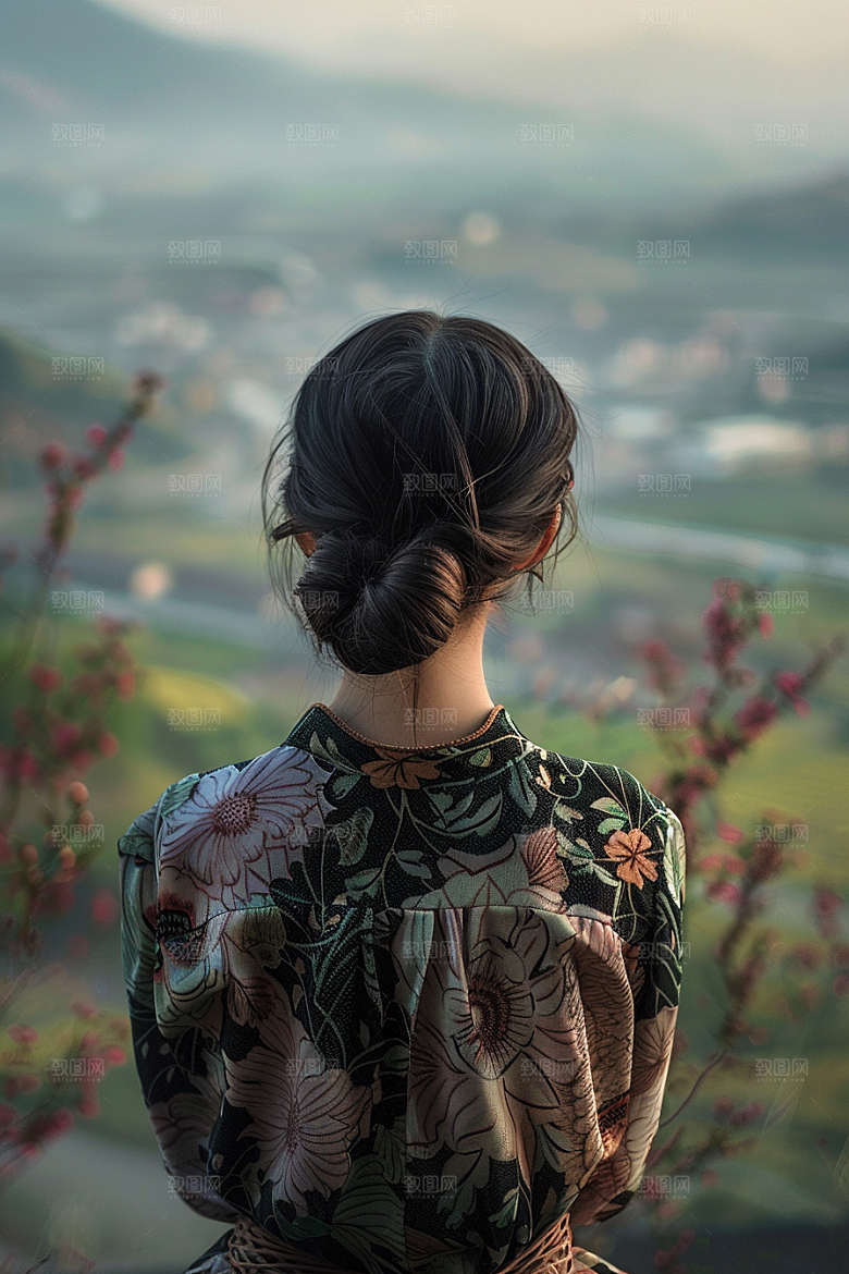 女生旅行背影探险风光摄影图