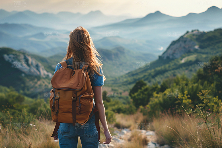 女生旅行背影高清风光摄影图