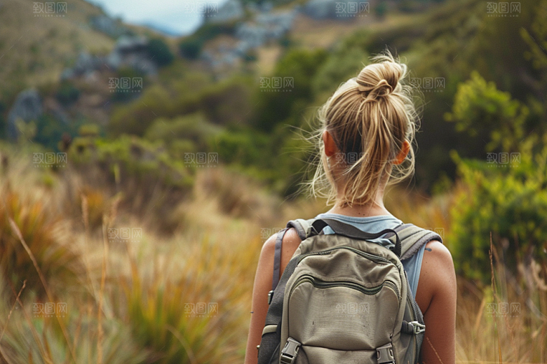 女生旅行背影旅游户外摄影图